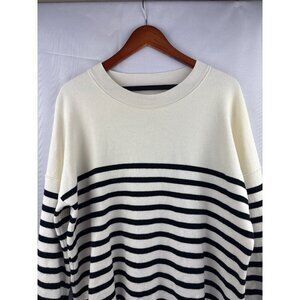 Striped Knit Sweater Crew Neck Medium Size